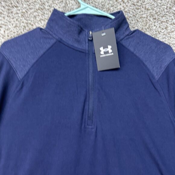 Under Armour 1/4 Zip Fleece Shirt Men's Medium Blue Lightweight Pullover New - Picture 2 of 16